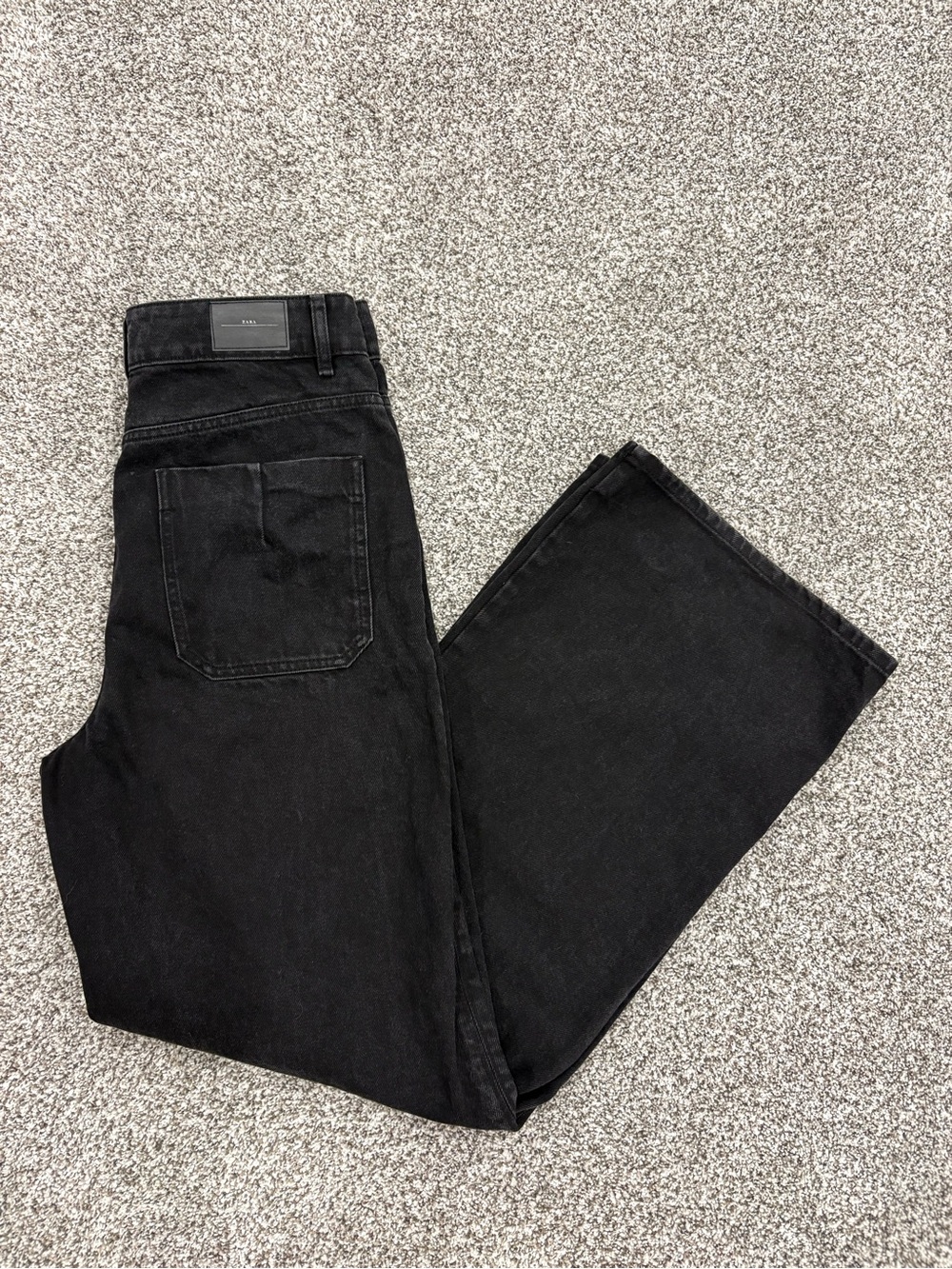 Zara Black High Rise Wide Leg Jeans Full Length Size US 10 EU 42 - Picture 3 of 7